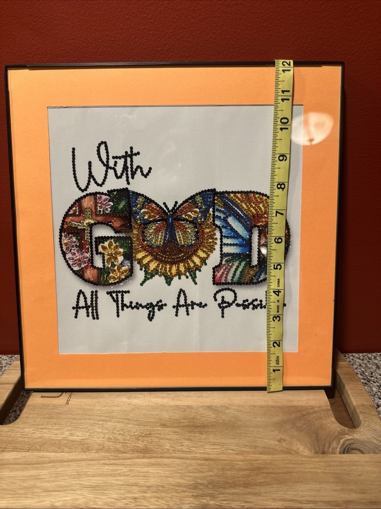 Diamond Art “With God All Things” Wall Hanging - Framed