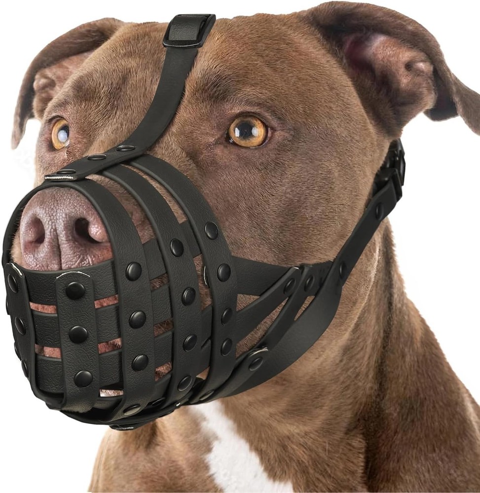 Pitbull Muzzle for Large Medium Sized Dogs to Prevent Biting Scavenging, Basket