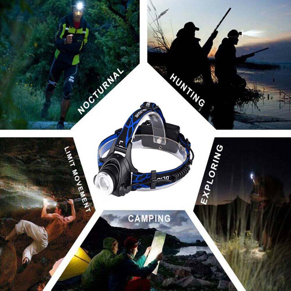 2PACK Super Bright LED Headlamp Rechargeable Headlight Head Lamp Flashlight HOT