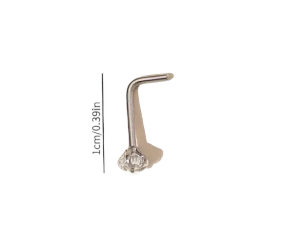 L Heart Shaped Clear Color Nose Ring Stud 20G