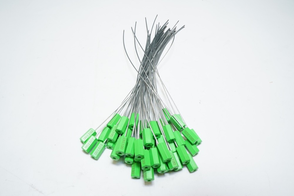 New Lot of 50 Numbered Security Tags Tamper-Evident Steel Wire Cable Pull-Tite
