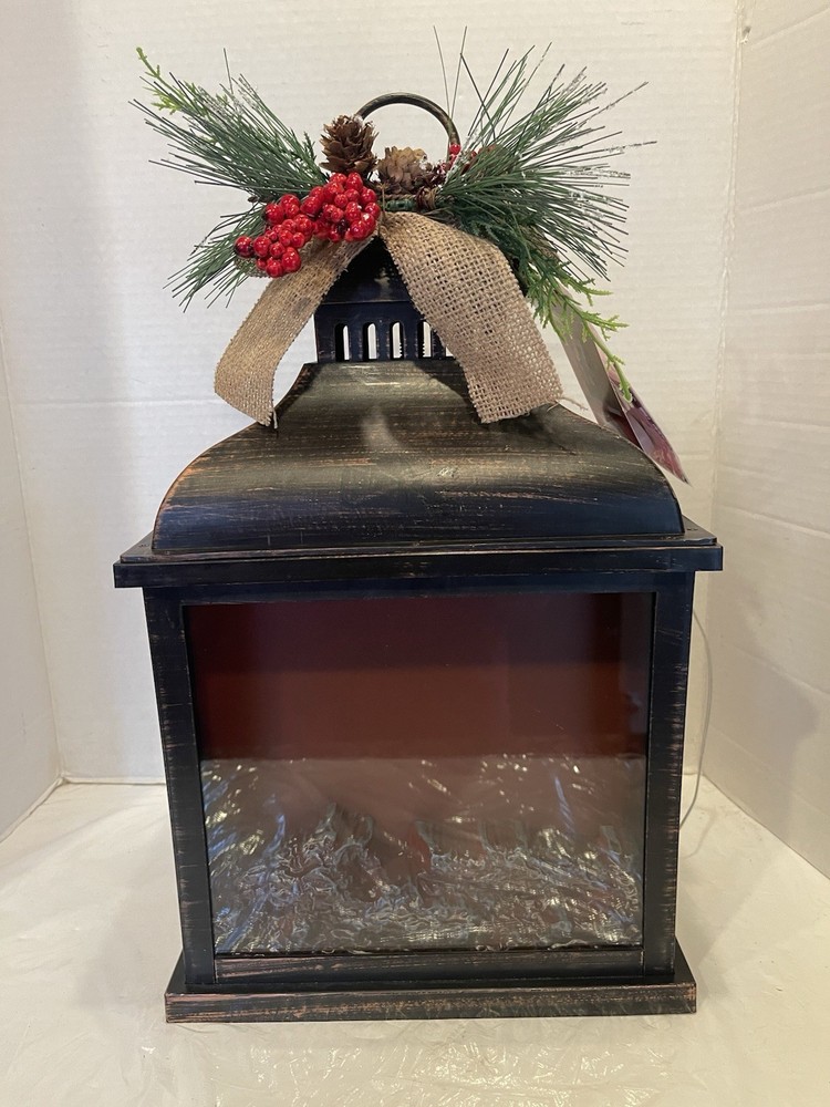 Log fire Lantern with 5 hr timer