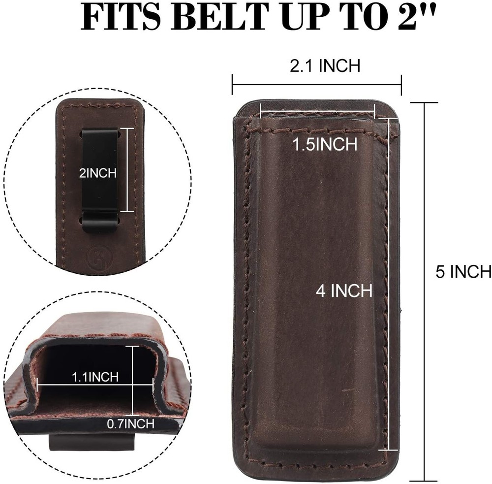 Tactical Genuine Leather Magazine Pouch for .40 .45 9mm Single Stack Mag Holder