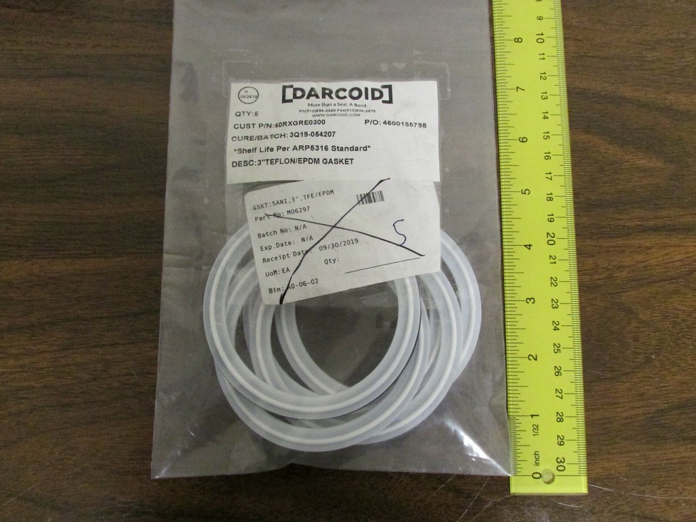 5 Pieces -- Darcoid PTFE/EPDM Gasket 3-Inch New