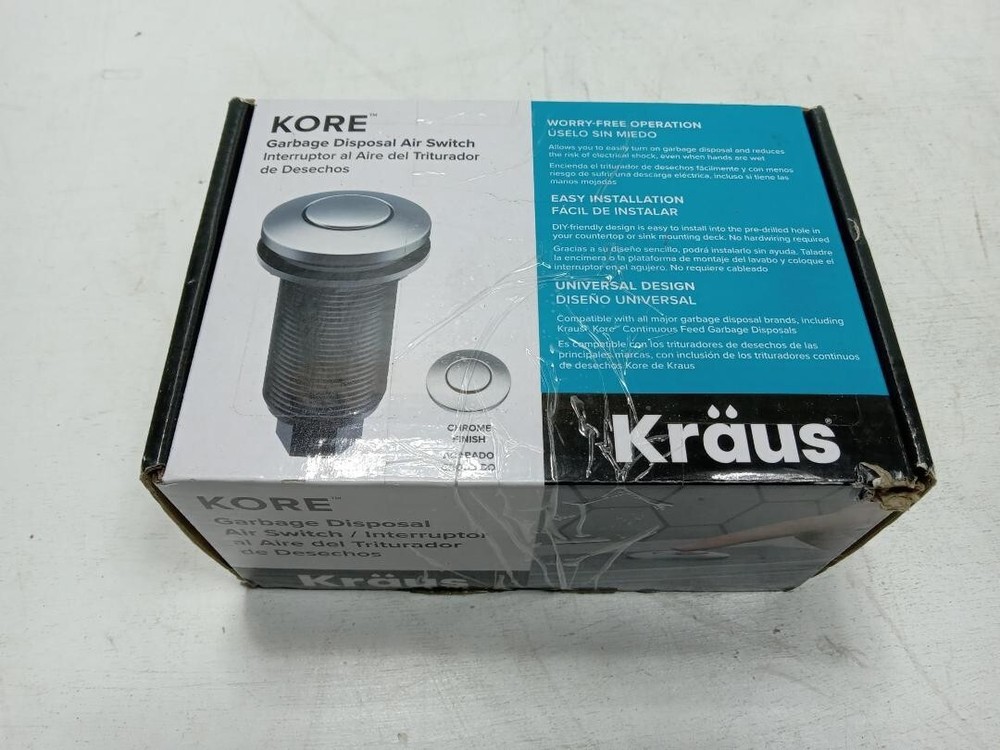 Kraus Garbage Disposal Air Switch Kit with Flat-Top Push Button
