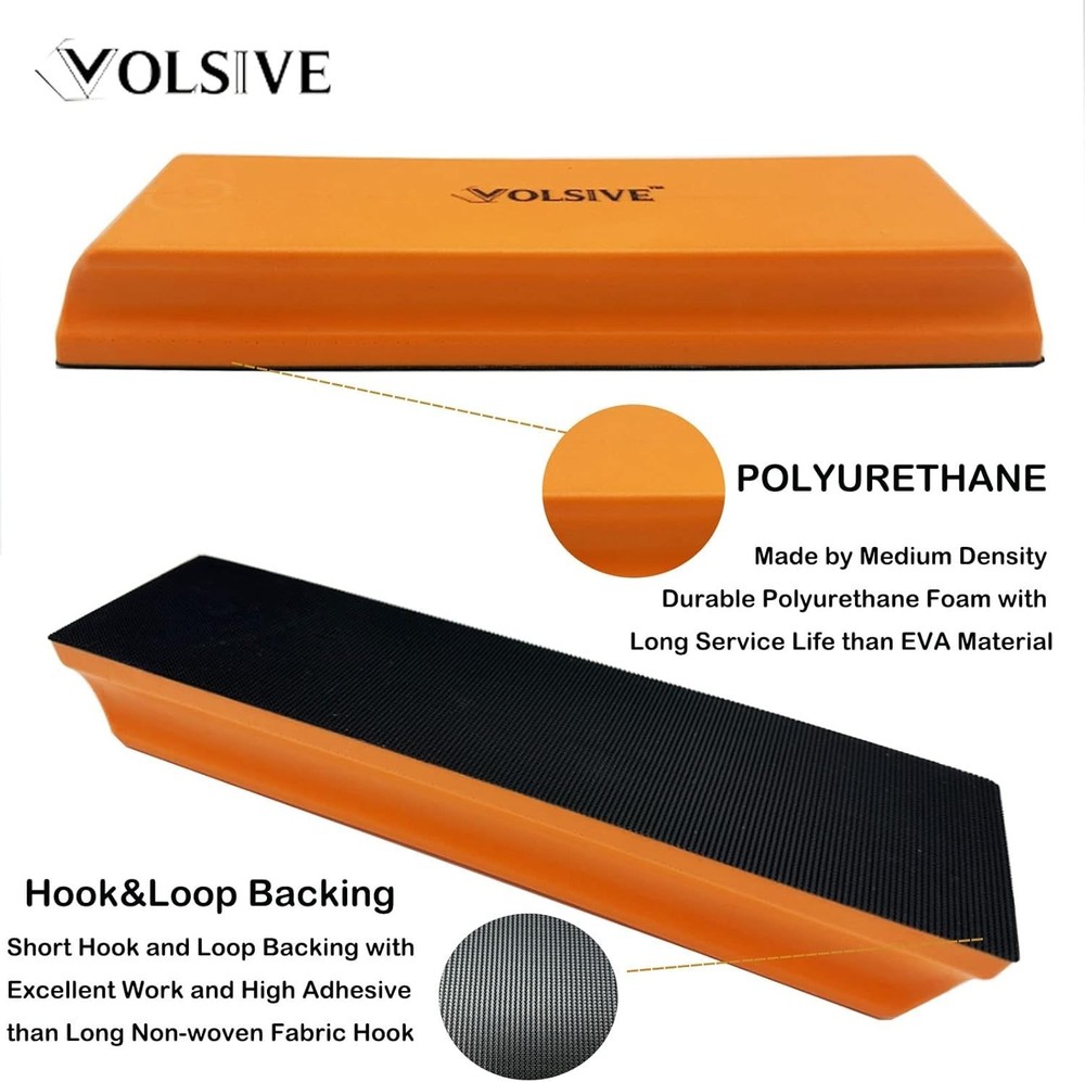 7Pcs Hand Sanding Block Set, Rectangle Handheld Sanding Pad, Hook and Loop Inter