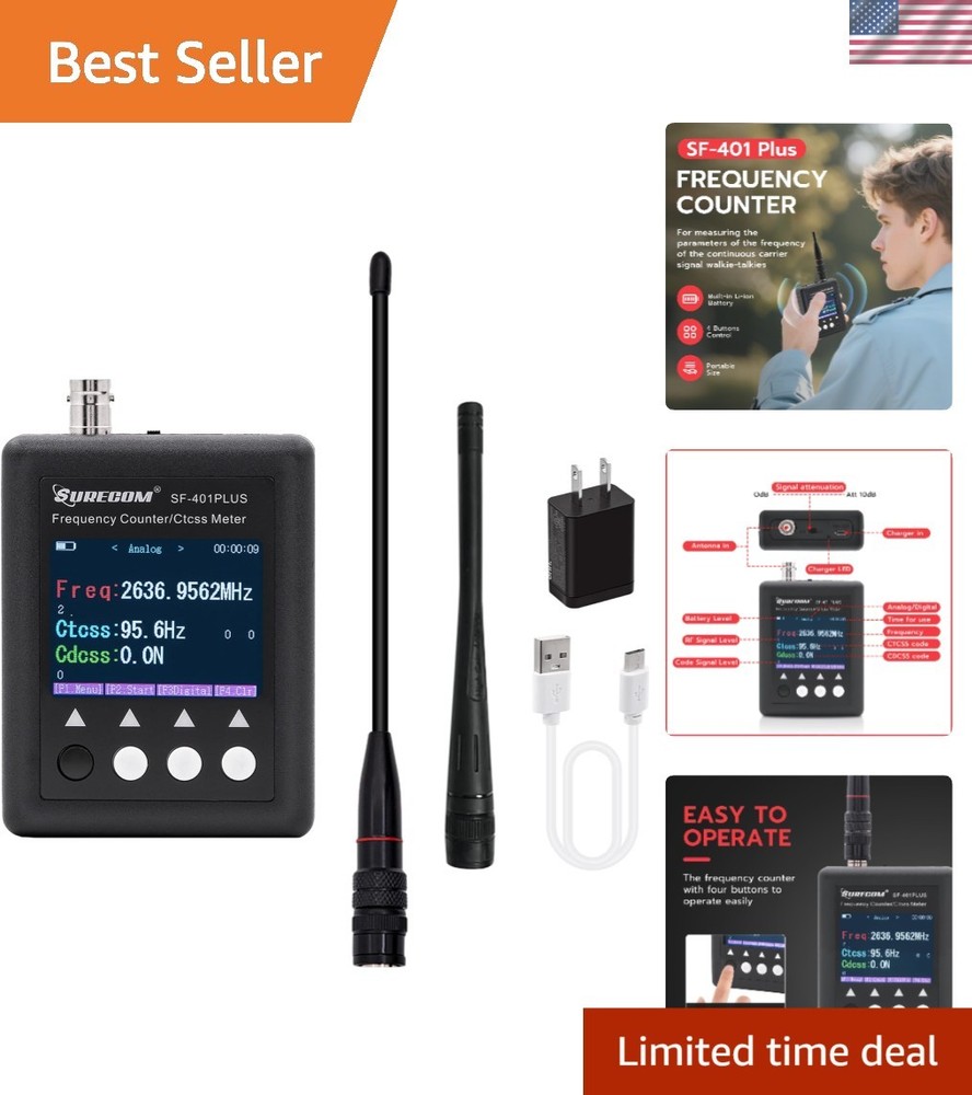 Compact Mcbazel SF401 Plus 27-3000MHz Frequency Counter - Includes Two Antennas