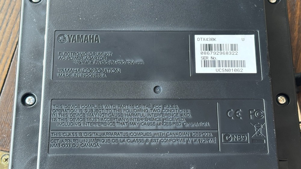 Yamaha DTX430K Electronic Drum Controller Module + Power Supply & Patch Cables