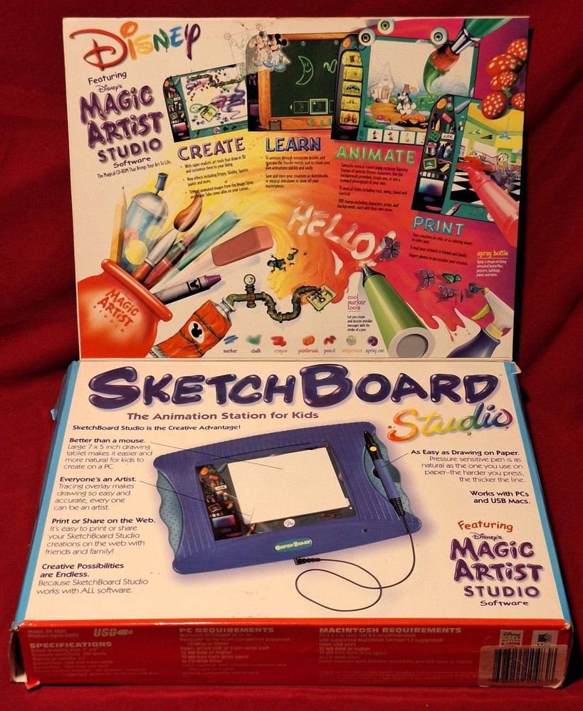 Disney SketchBoard Studio MAGIC ARTIST Studio PC MAC USB Animation Tablet 2000