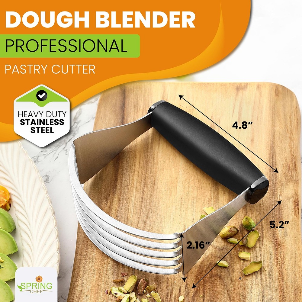 Spring Chef Dough Blender For Baking, Heavy Duty Cutter Tool, Black