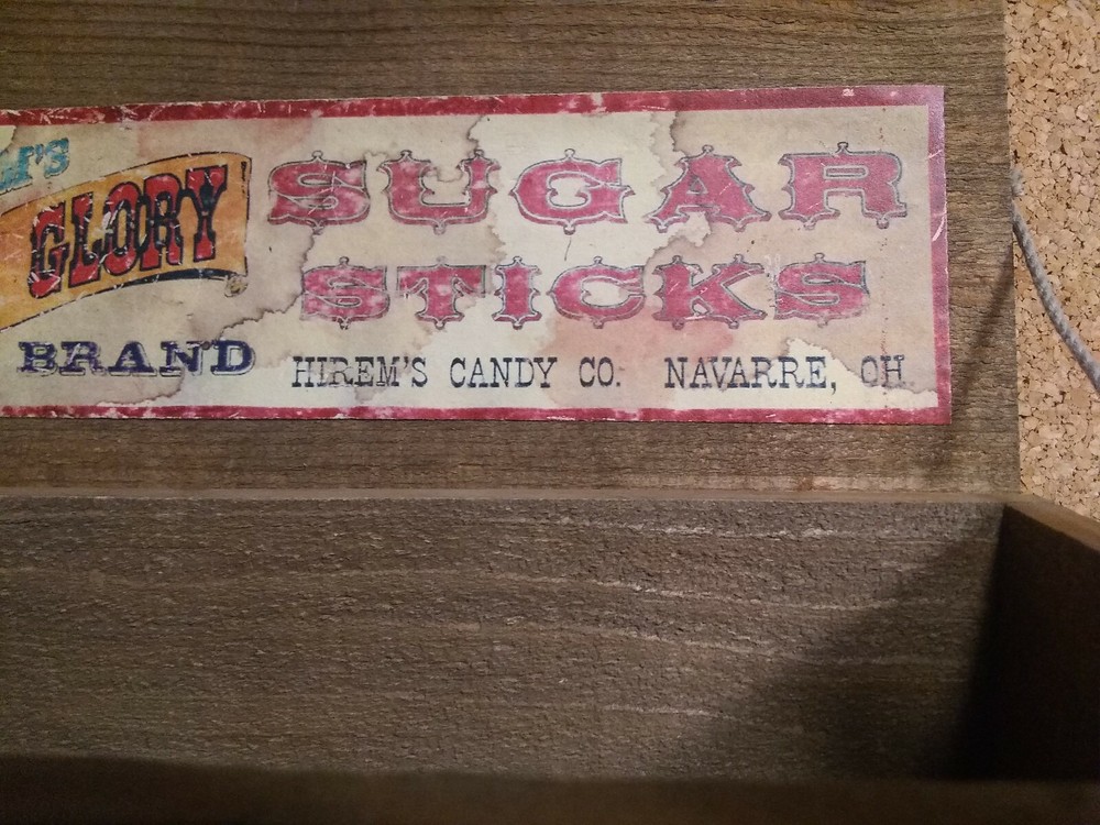 Hirems Old Glory Shugar Sticks Old wood candy box