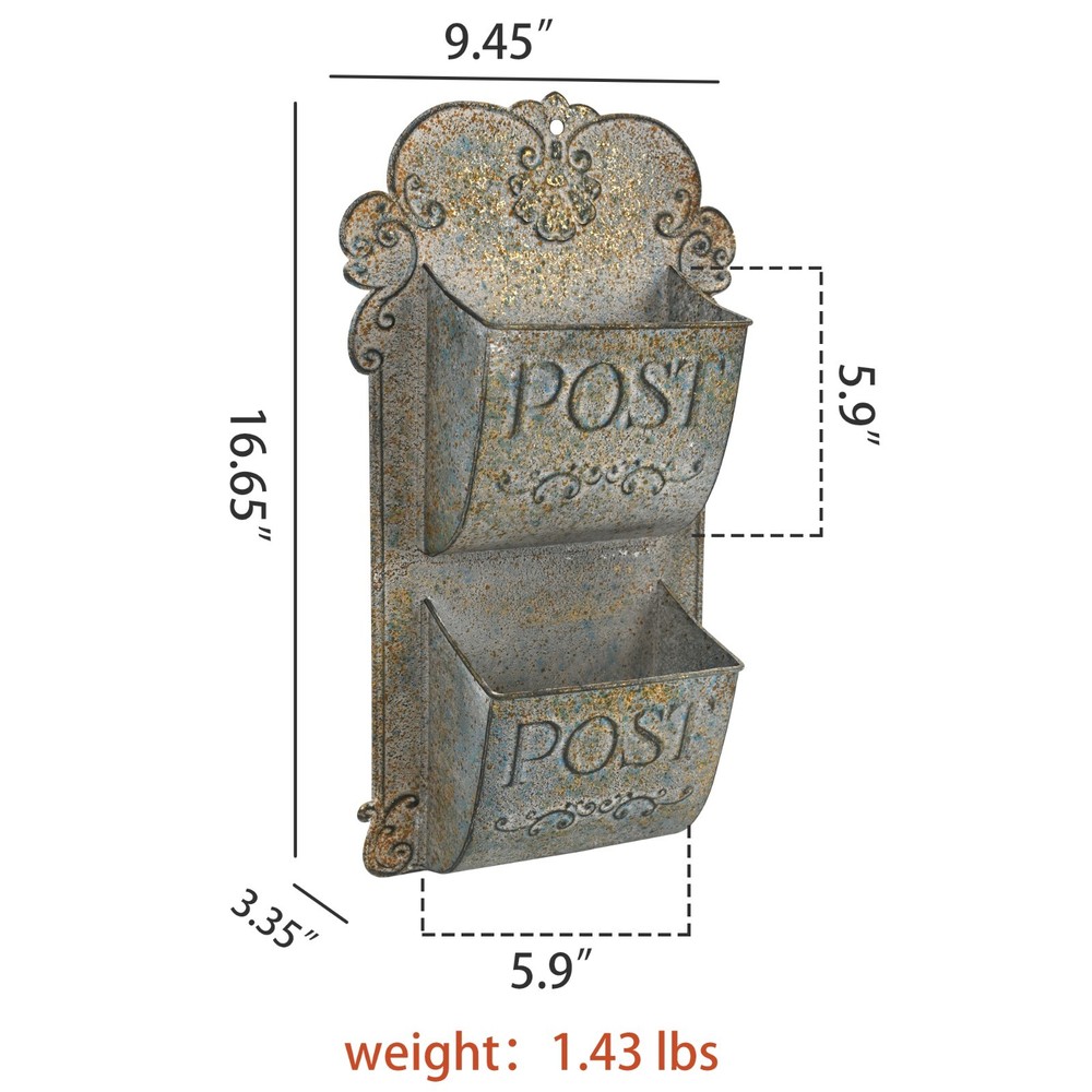 2-Tier Wall Mounted Mail Small Staff Holder Sorter Document Rack