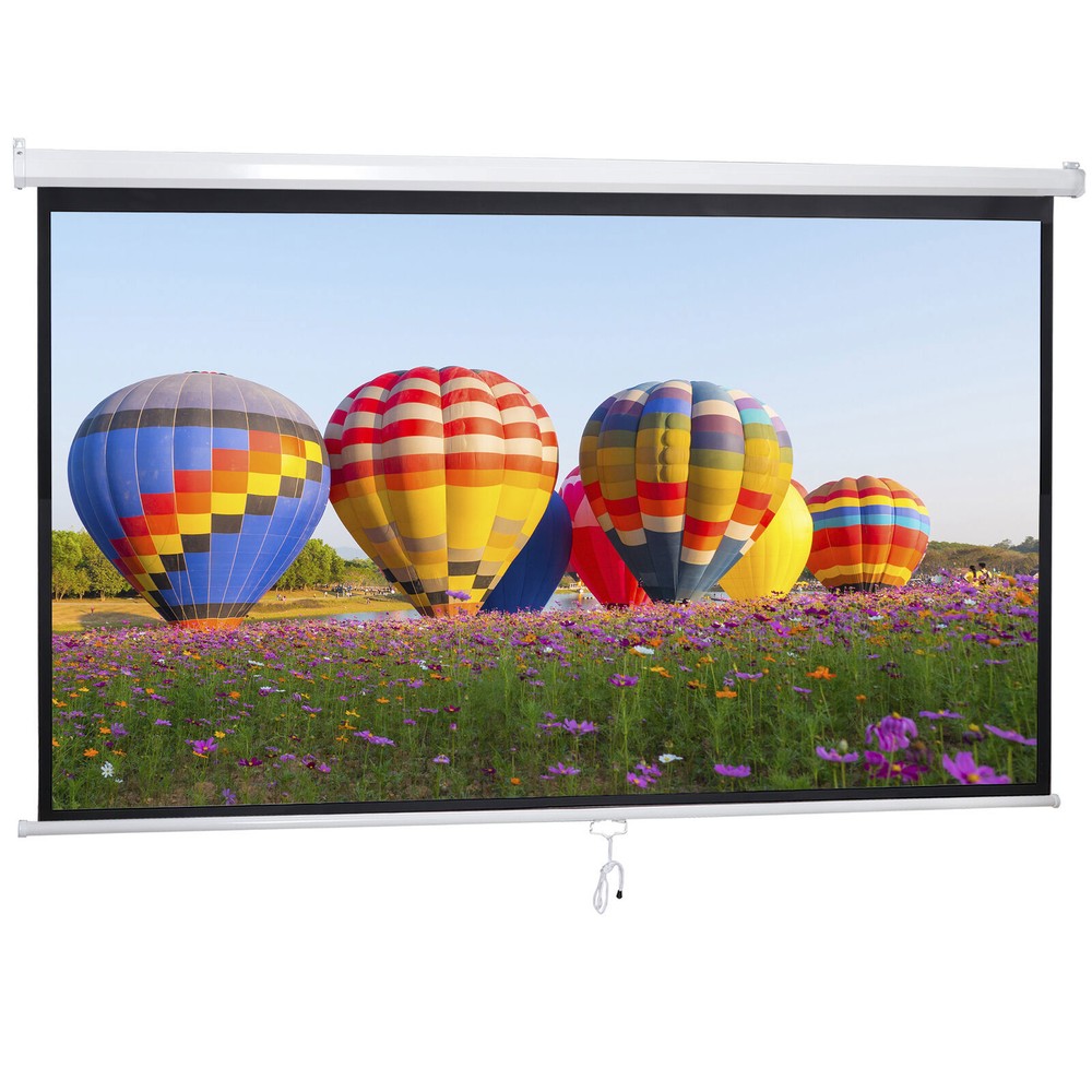 100" Diagonal Projection Projector Screen HD Manual Pull Down Home Theater 16:9