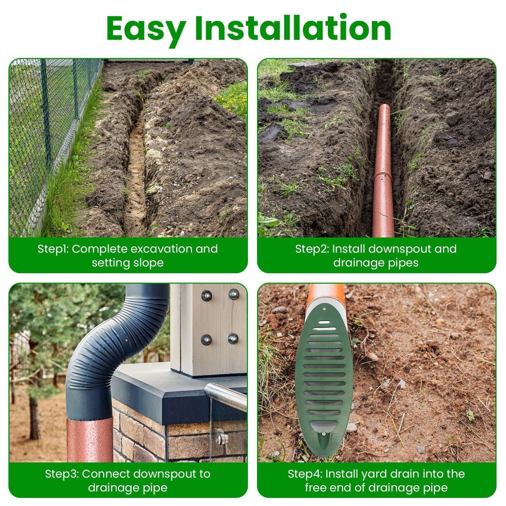 4" Angled Drain Emitter for Downspout Extensions, Gutter Drainage Pipe