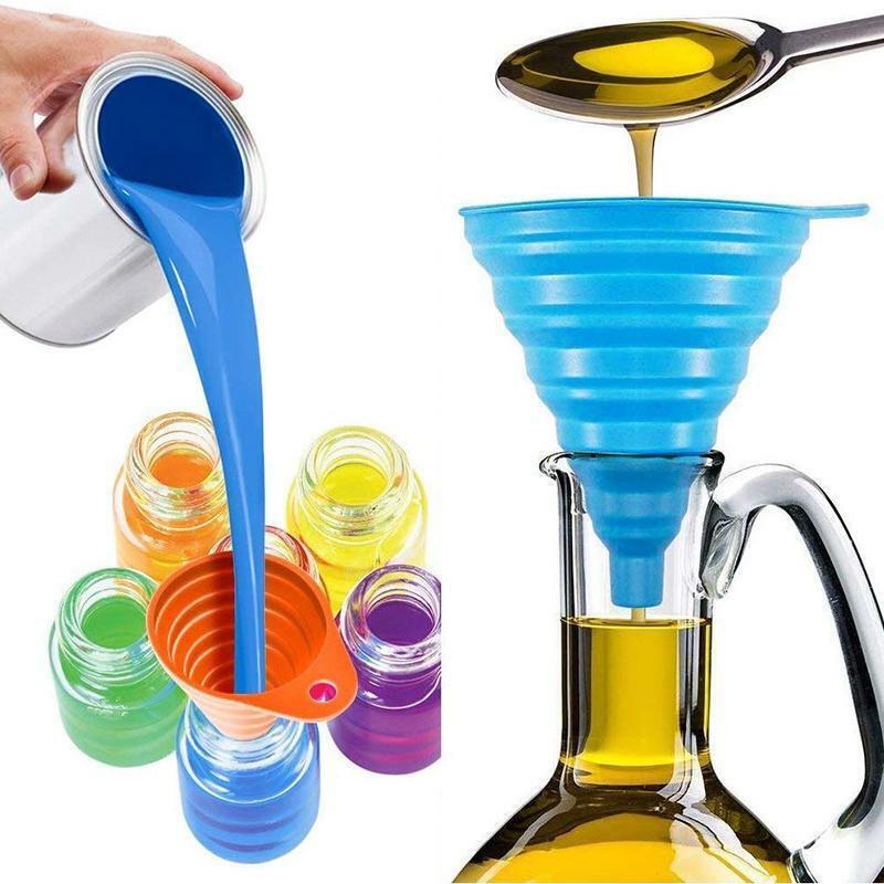 5Pack Foldable Kitchen Funnels Small & Large Silicone Funnel for Cooking Bottles