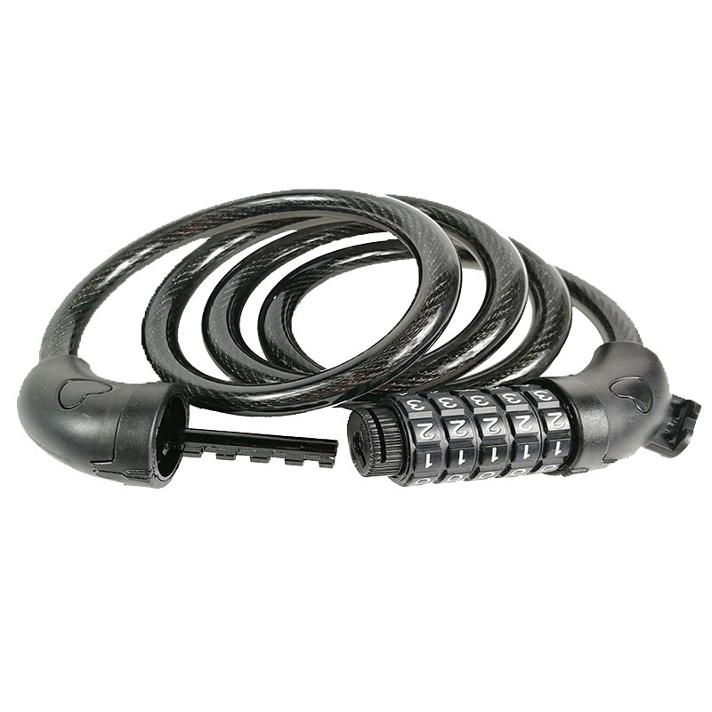Black Color 5 Digit Combination Password Bicycle Cable Chain Lock
