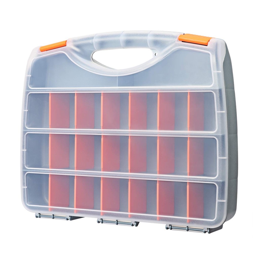 Hardware Storage Tools Organizer Container with Handle and Clear Lid, 21 Adju...