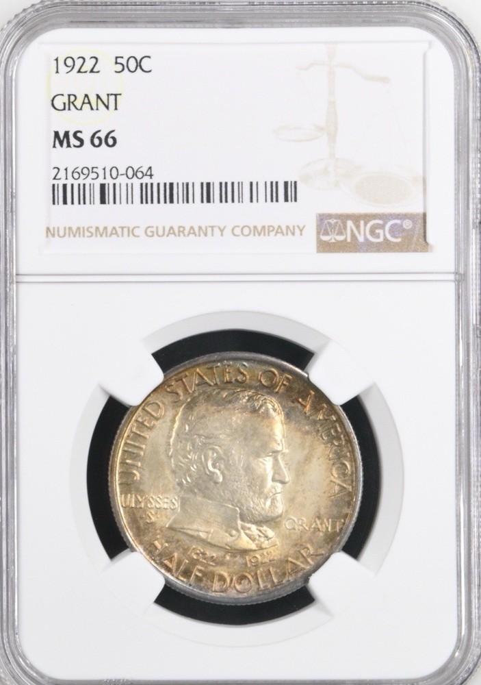 1922 - Grant Commemorative Silver Half Dollar -NGC MS 66 - Great Color