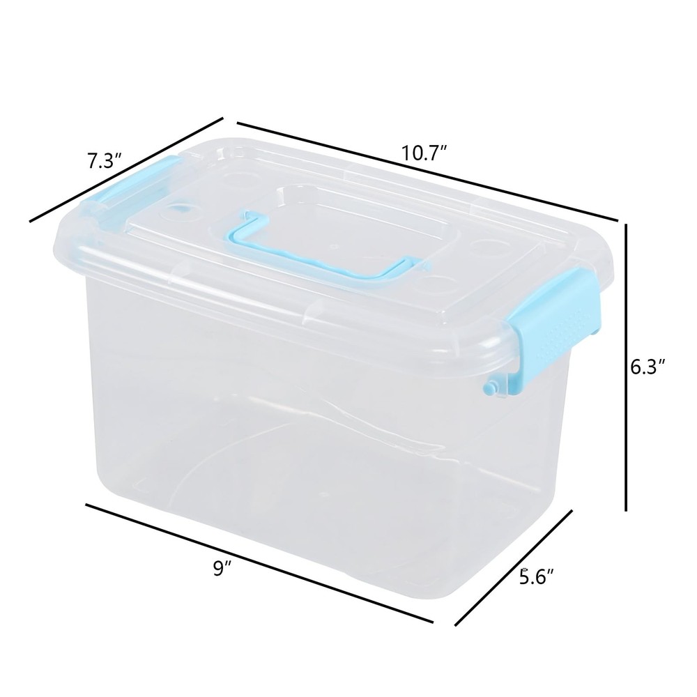 Ggbin 6 Quart Plastic Storage Box with Lid, Clear Latching Organizer Bin, 4 P...