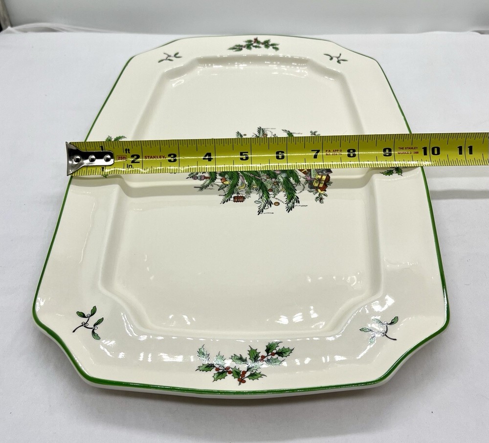Spode Christmas Tree Rectangular Platter Set of 2 15.25” & 13.5” New In Box