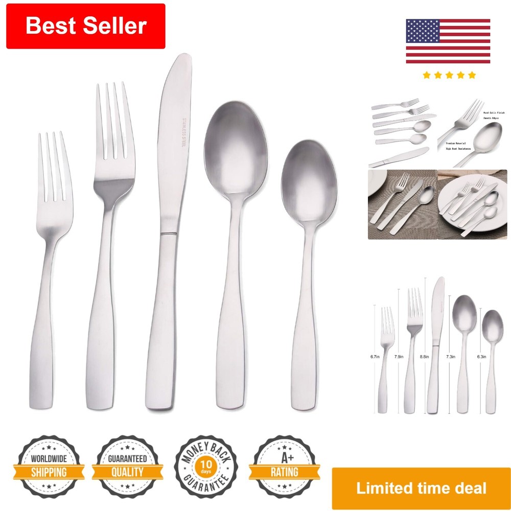 High-Quality Matte Silverware Set - Timeless Design - 20-Piece - Dishwasher Safe