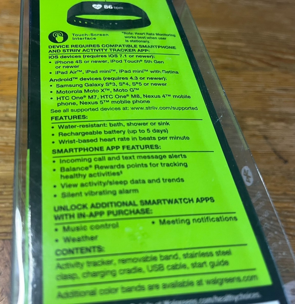 Walgreens Advanced Activity Tracker Heart Rate Smartwatch New in Box