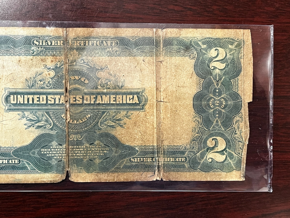 1899 $2 LARGE TWO DOLLAR BILL SILVER CERTIFICATE NOTE