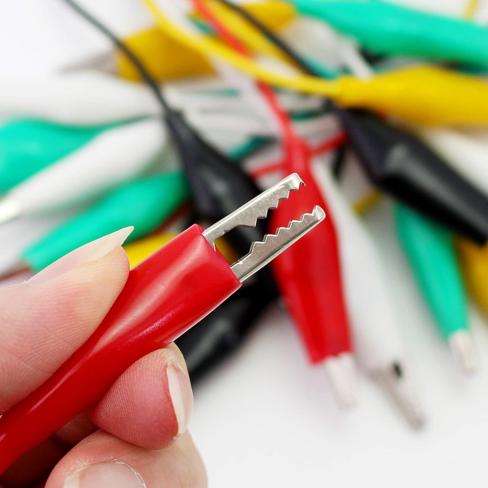 30-Piece Alligator Clips with Insulated Test Cables for Electrical & Testing Use