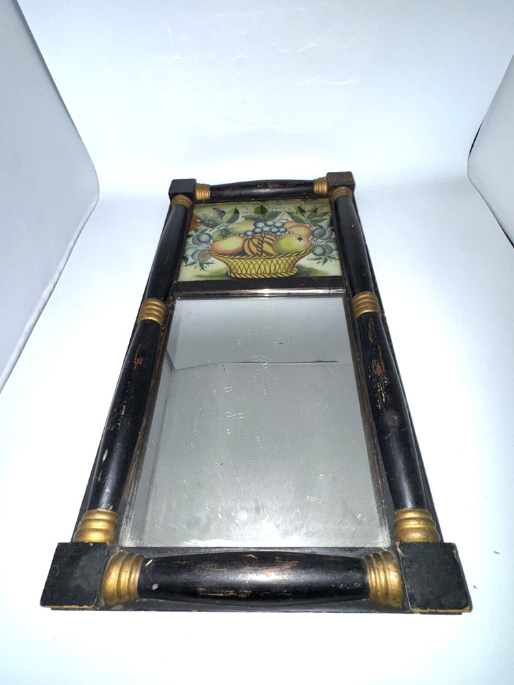 Antique Reverse Painted Scene and Wall Mirror