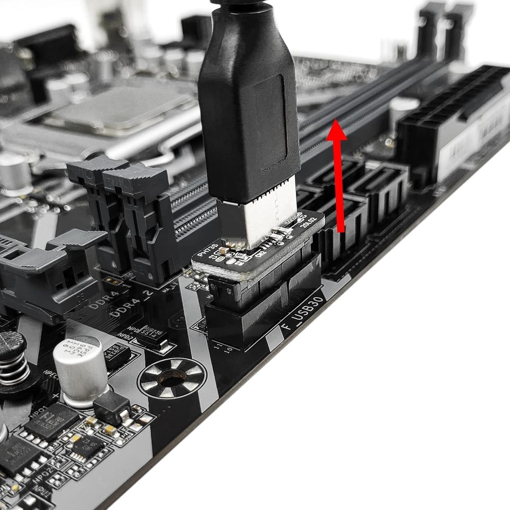 USB Front Panel Adapter, Vertical C Header 3.1 Type-E Black
