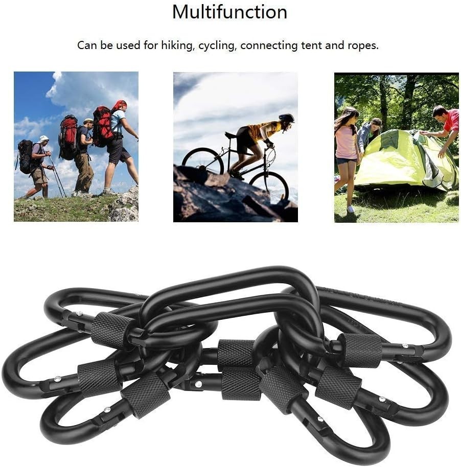 Locking Carabiner Clip, 3 Inch D Ring Clips Spring Snap Key Chain Hook Screw ...