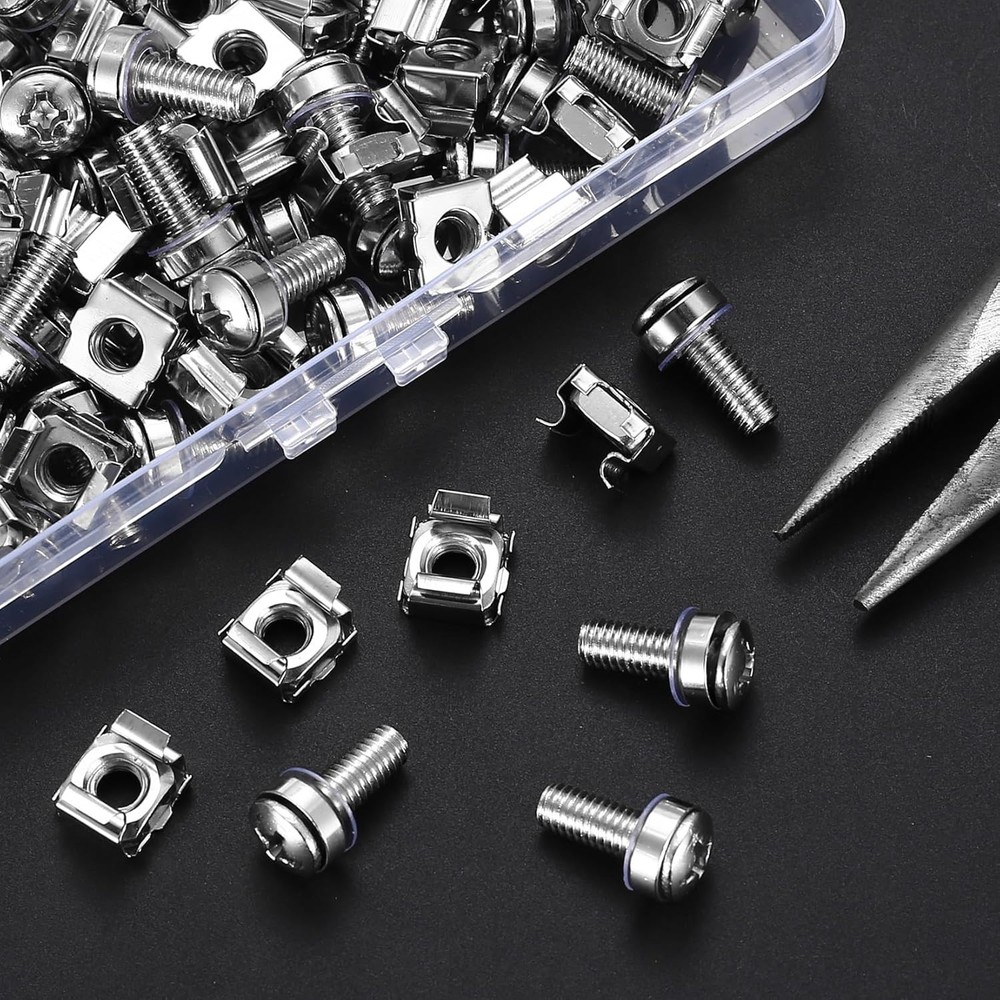 110 Pcs/55 Set Rack Mount Screws and Cage Nuts for One Size, Silver