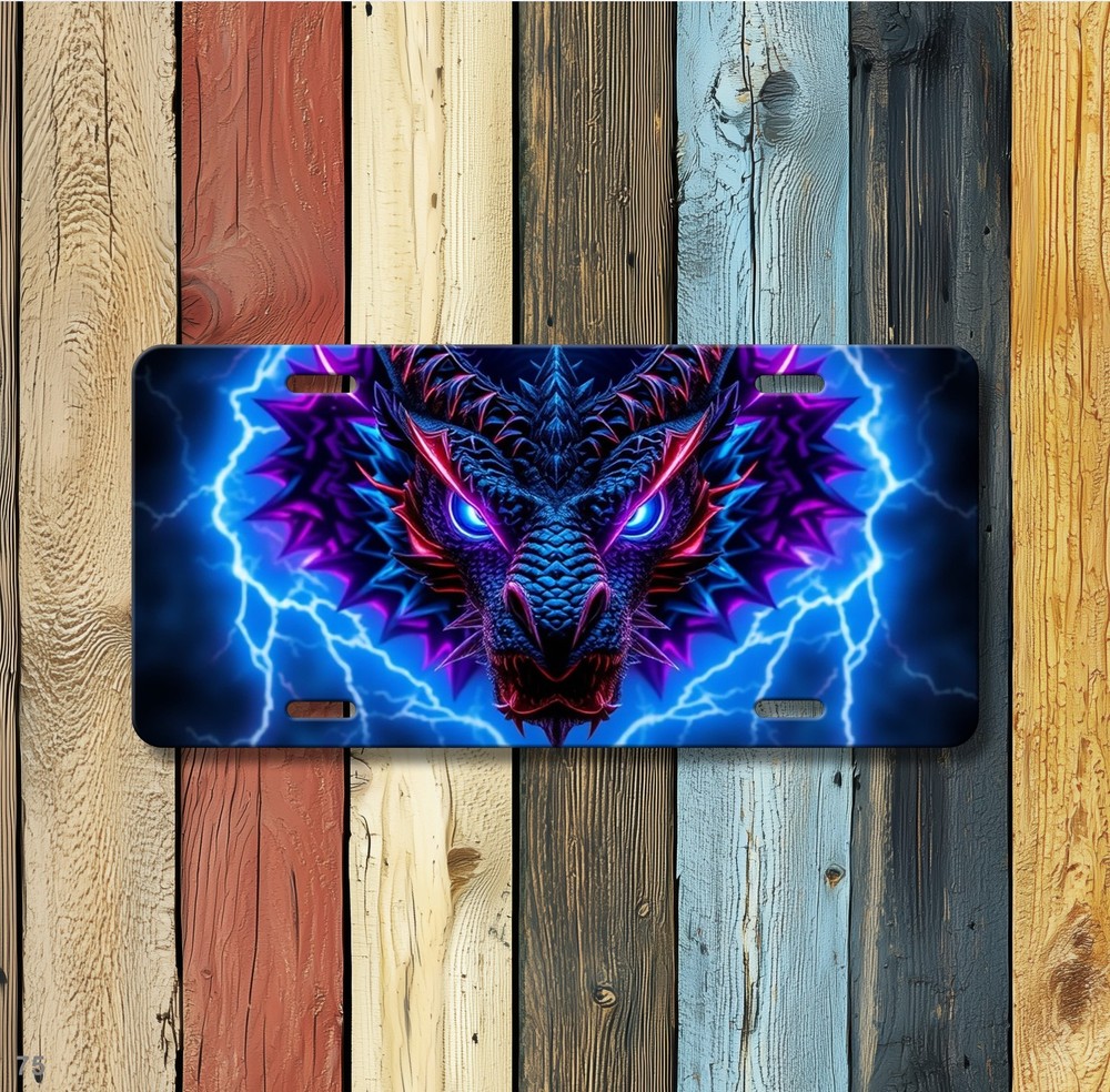 Dragon License Plate Elemental Dragon Artwork Add Custom Text Decor Plate