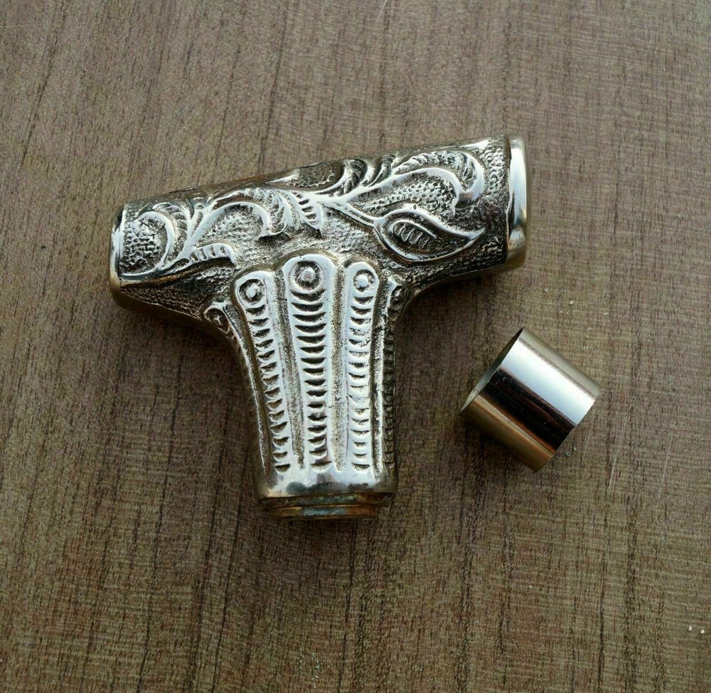 Vintage Silver Brass T Shape Head Handle only handmade design style solid gift