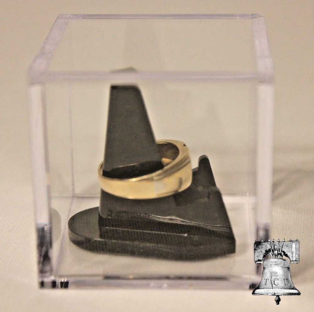 Championship Ring Holder Display Case Box College Wedding 2x2x2 Cube BLACK Stand