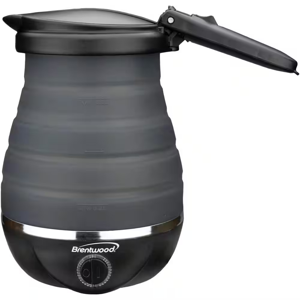 Brentwood 3.4-Cup Black Dual-Voltage Collapsible Travel Kettle KT-1508BK