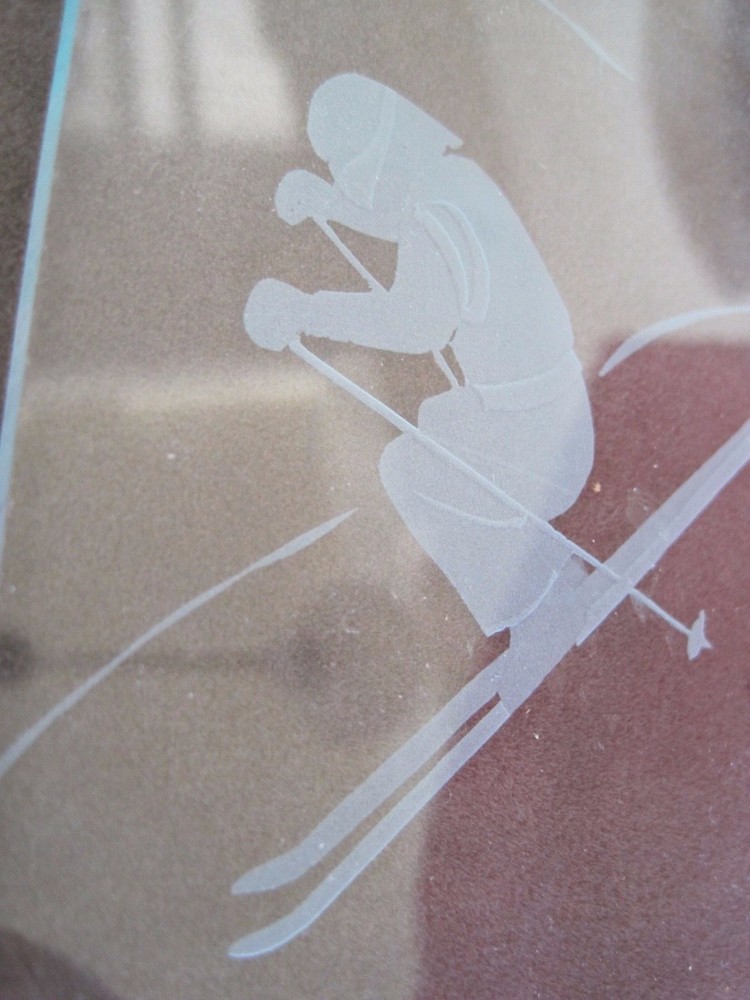 Etched Glass Skier 6" x 3"