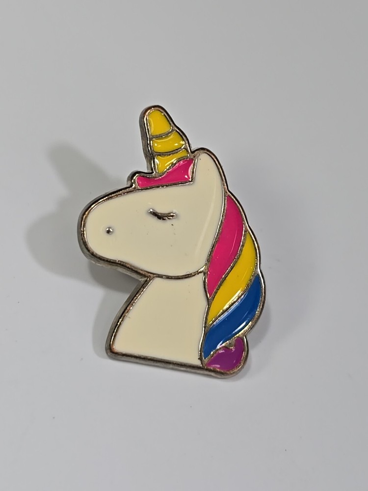 Unicorn White With Rainbow Mane Lapel Pin