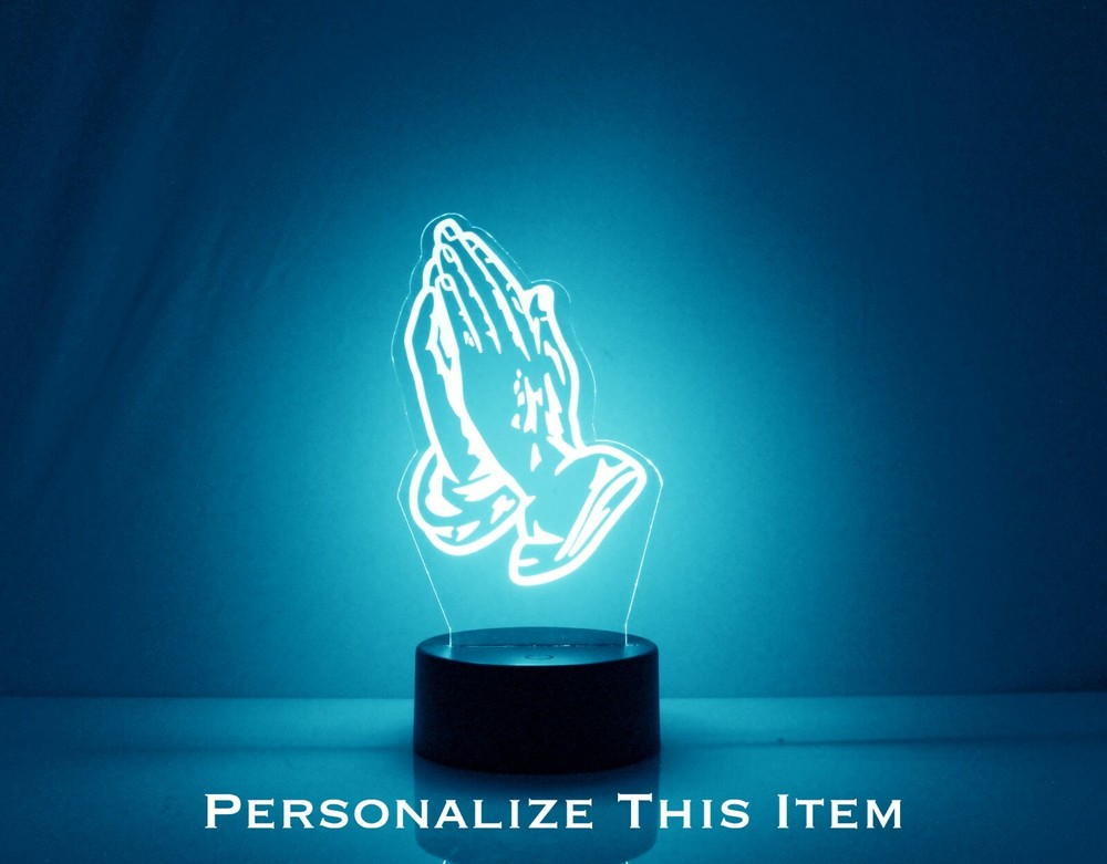 Praying Hands Rest in Peace Personalized Night Lamp - FREE Engraved Name & Dates