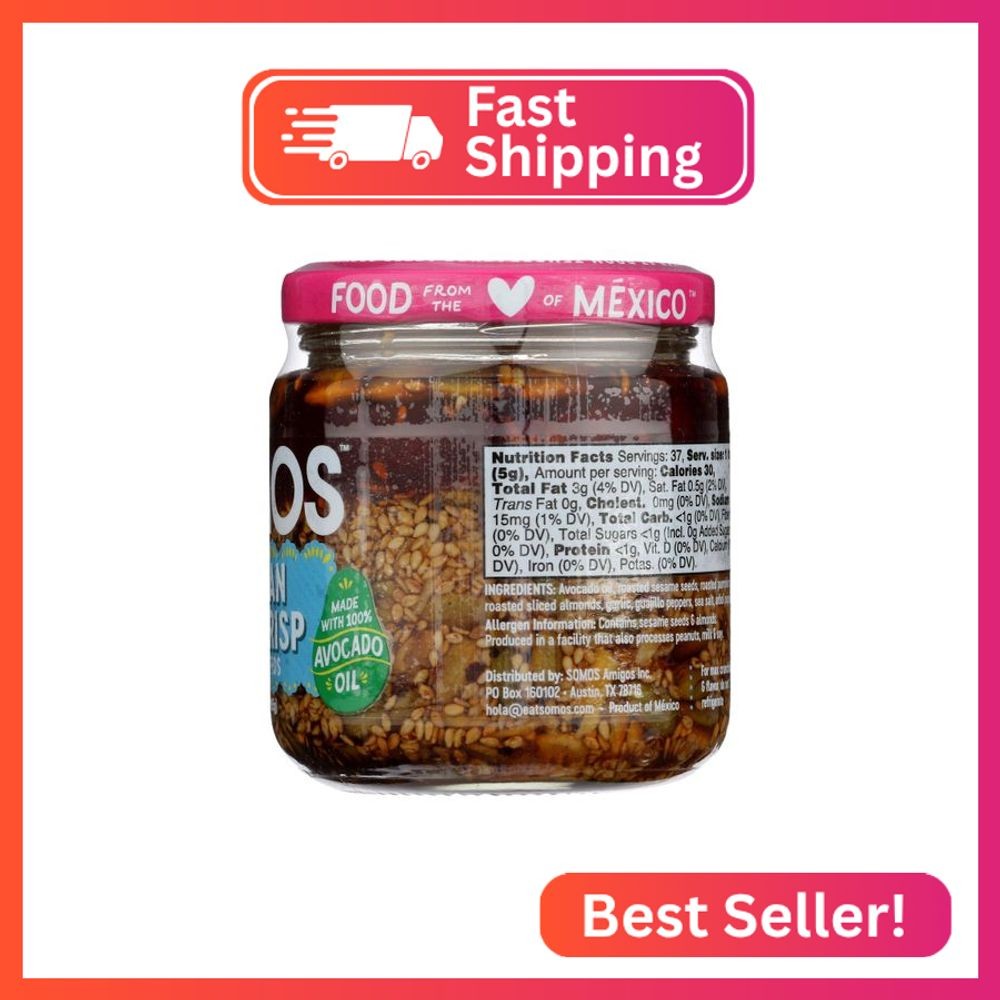 Somos, Chili Crisp Salsa Macha With Nuts, 7 Ounce