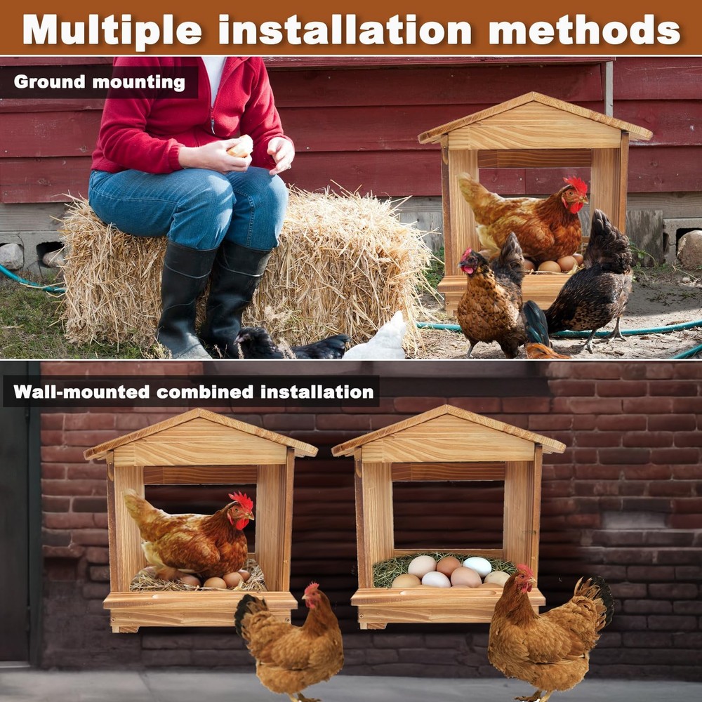 Nesting Boxes for Chickens, Small Chicken Coop, 3 Compartments Chicken Nestin...