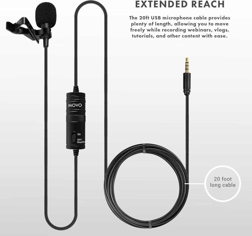 USB Lavalier Clip-On Microphone for iPhone/Android/PC US
