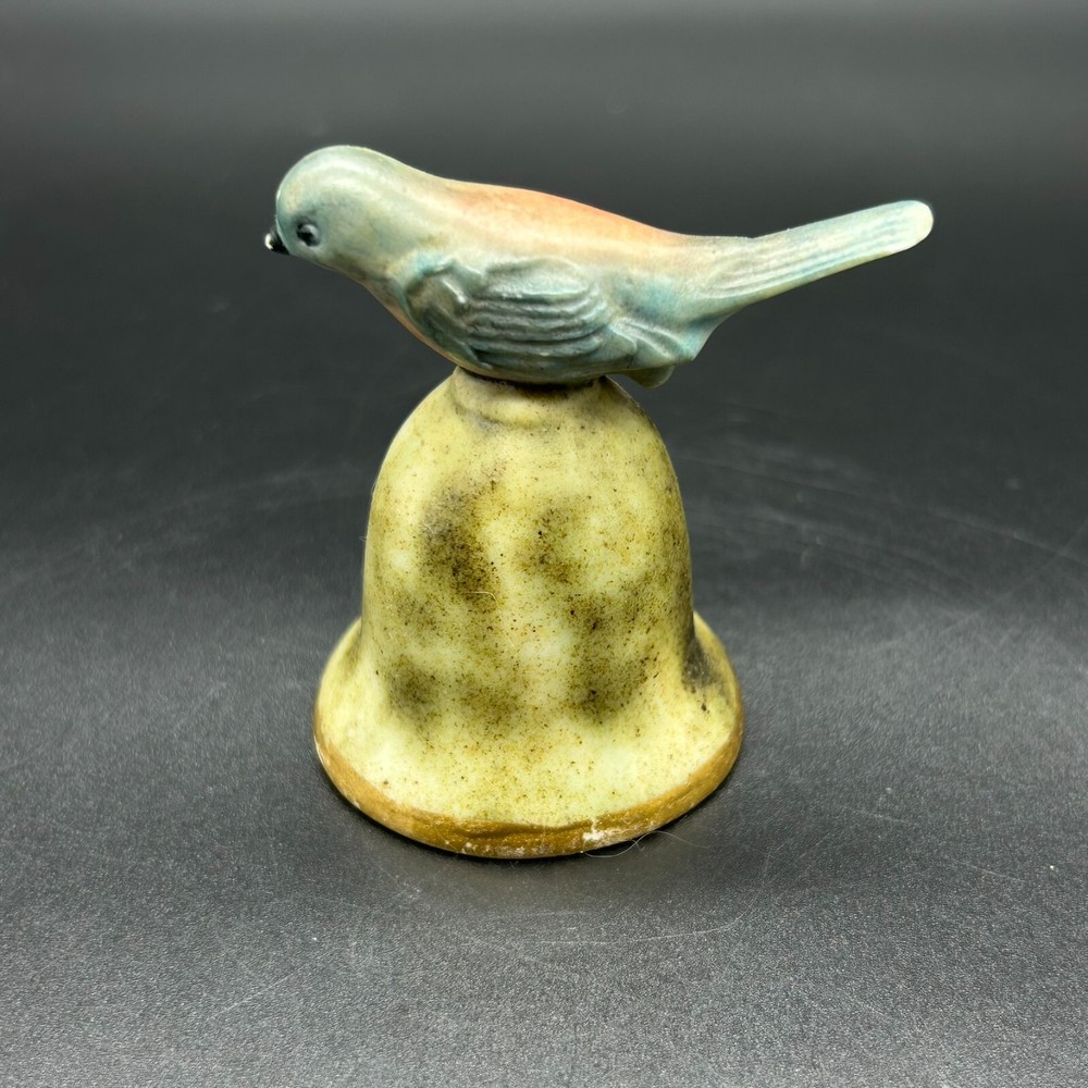 Miniature Ceramic Bell with Bluebird Finial
