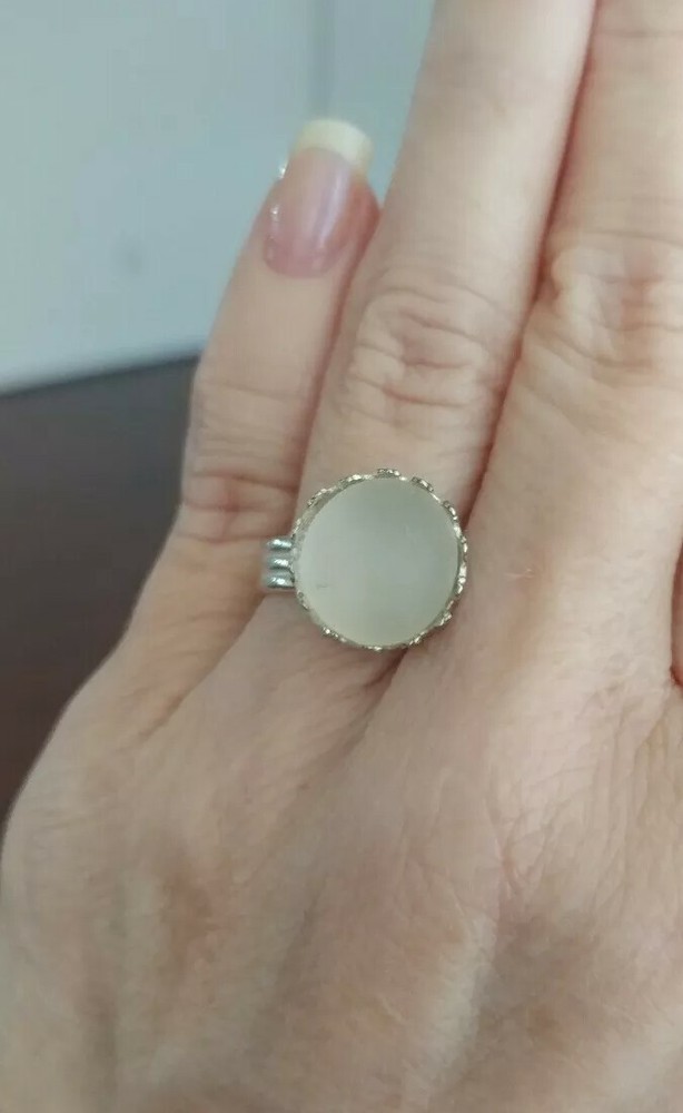 Deep Melon or White Seaglass - adjustable rings