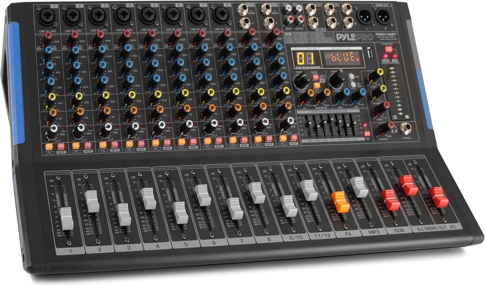 Pyle PMXU128BT 12-Channel Bluetooth Studio Mixer, Black