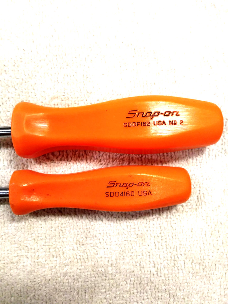 SNAP-ON HARD ORANGE HANDLE 2 PC. SCREWDRIVER SET EXCELLENT CONDITION