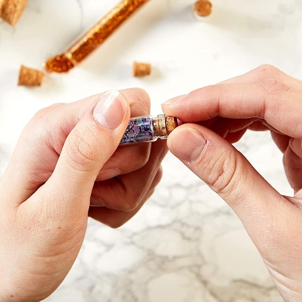 80-Piece Mini Cork Stoppers - Assorted Sizes (8) - Teal & Grey - Bottle Corks