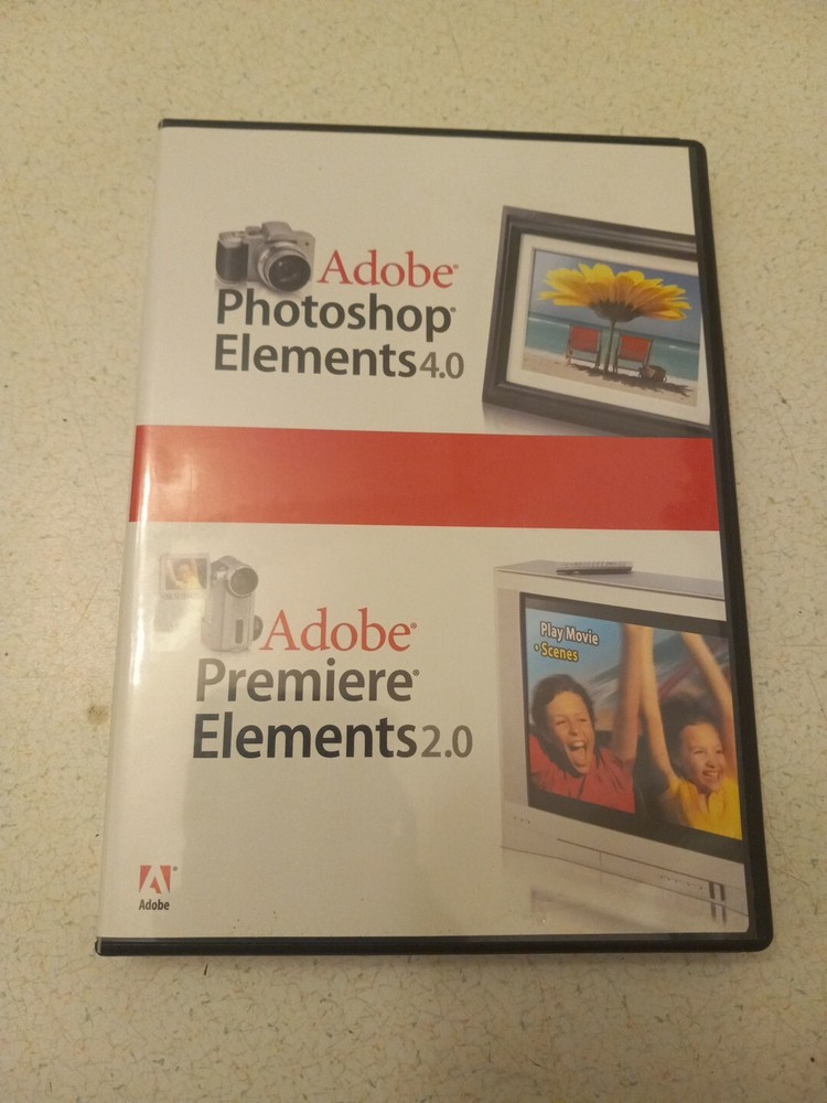 Photoshop Elements 4.0 for Windows XP  PC CD ROM +Premier Elements 2.0 OEM