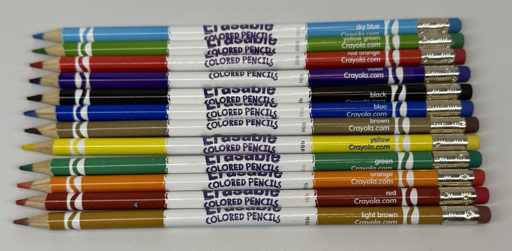 2014 12 Pack Crayola Erasable Colored Pencils Pre-Sharpened Unused READ