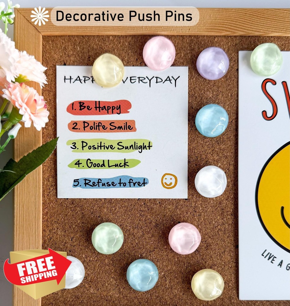 24Pcs Circular Decorative Push Pins Thumb Tacks Cork Board